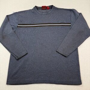 Old College Inn Sweater Men Medium Blue Long Sleeve Stripe Knit Y2K Casual‎ Top